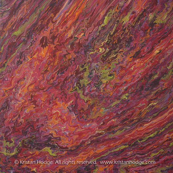 Painting: Comet. Acrylic on canvas. Abstract, colorful, fiery, comet