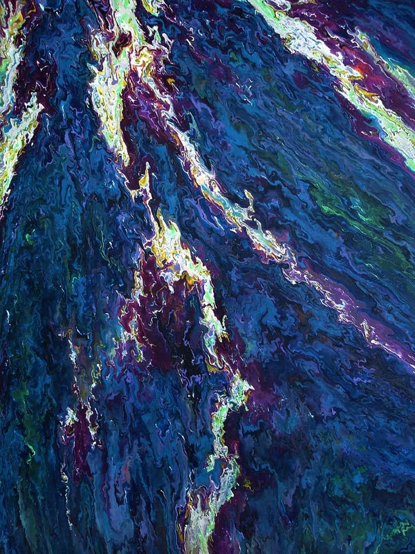 Painting: Determination. Acrylic on canvas. Abstract, blue, white, green, purple