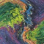 Lost. Acrylic on canvas. Abstract, colorful, swirling, purple, blue, green, orange