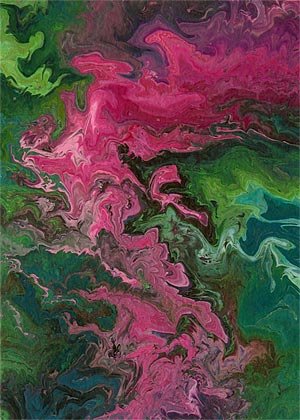 Painting: Strange Landscape #6. Acrylic on paper.