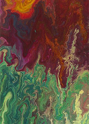 Painting: Night in the Woods #6. Acrylic on paper.